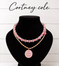Blessed & Bejeweled Handmade Necklace Set — Bubblegum Pink Crystals with Jesus Saves Pendant & Pink Howlite Cross