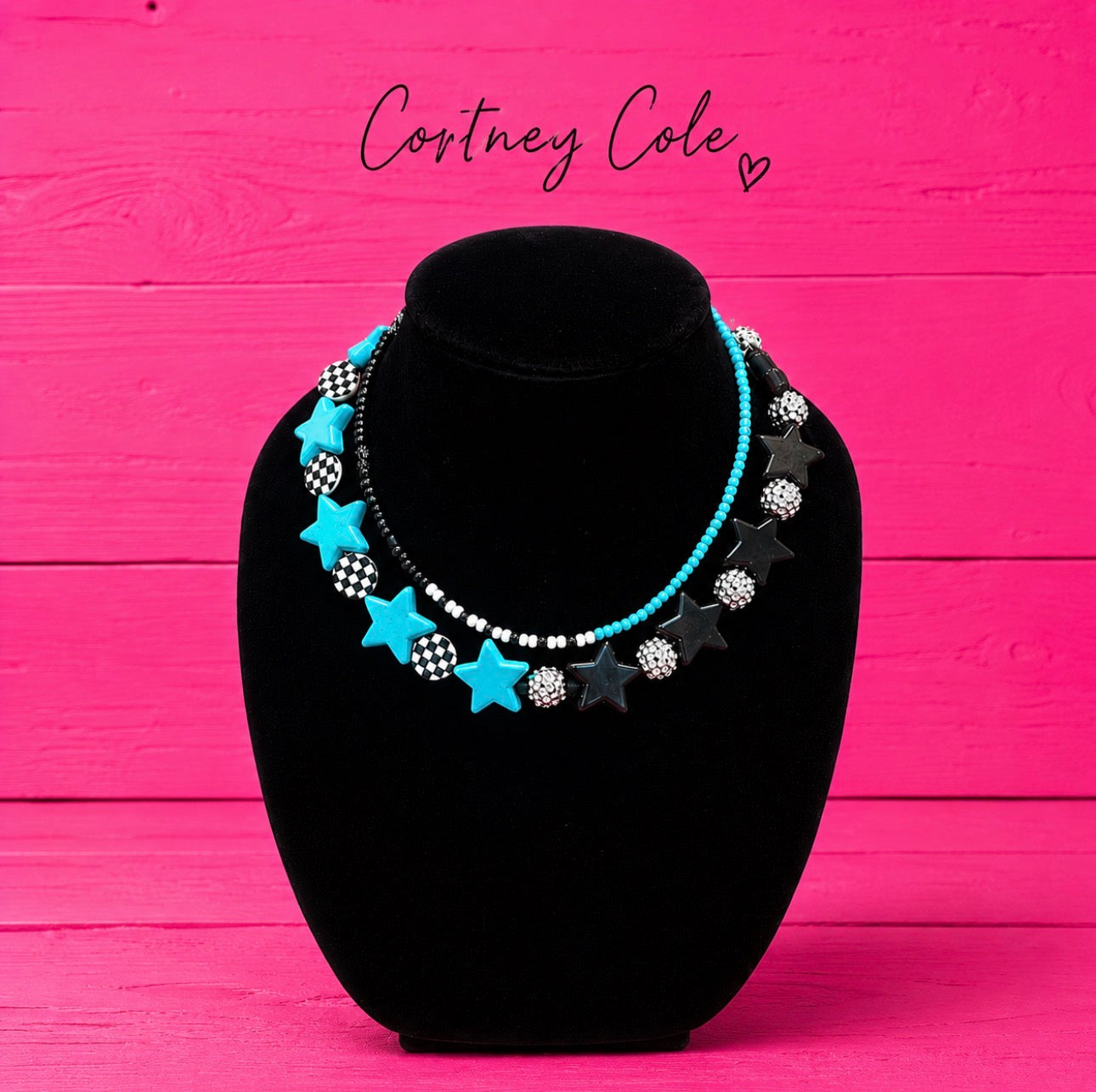 Black and Turquoise Star Necklace