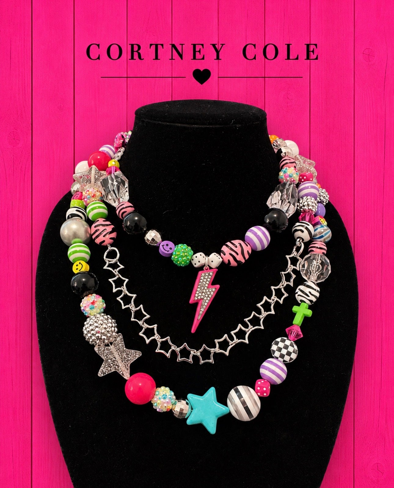 Triple Strand Dopamine Star Chain Necklace Set