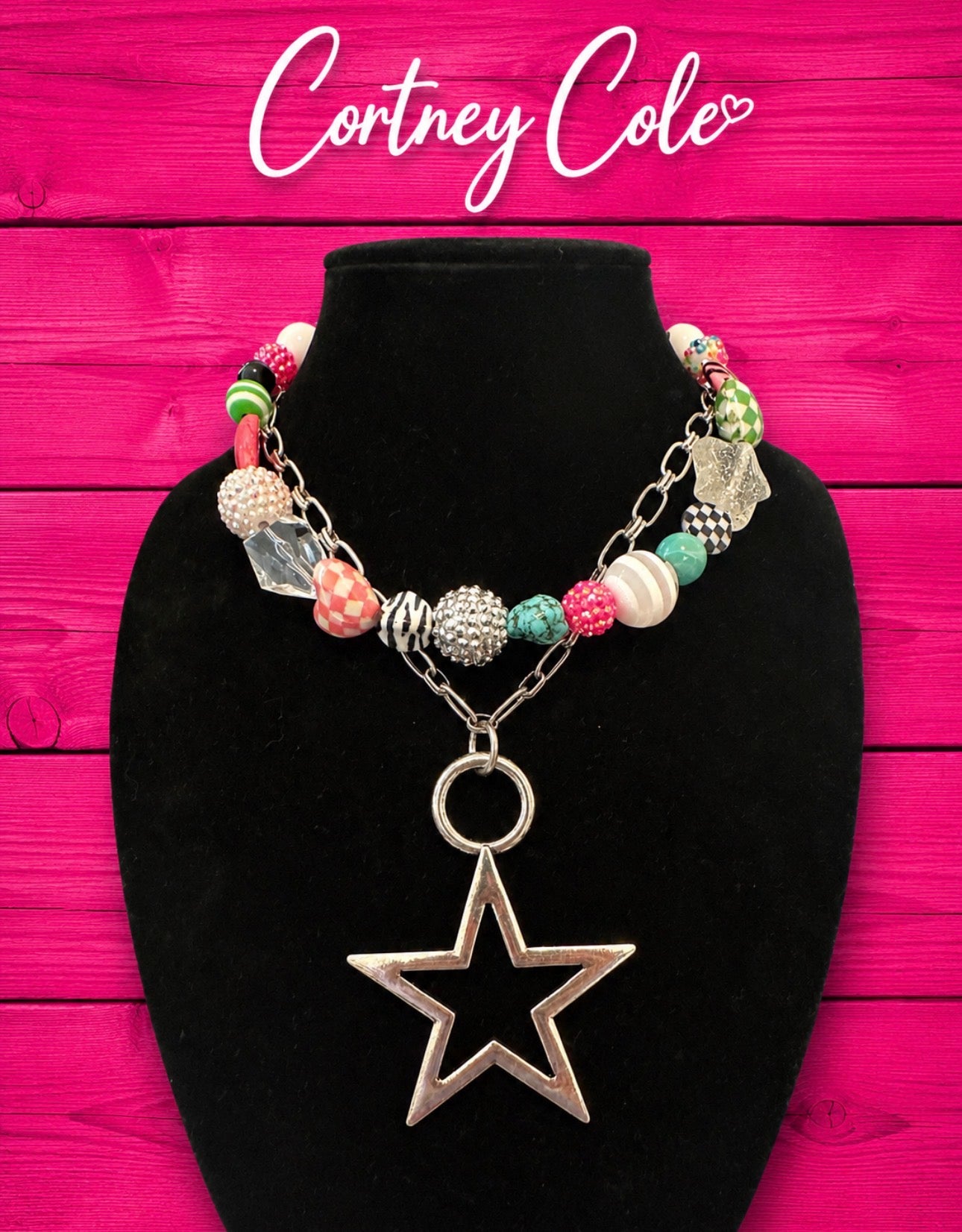 Star Power Stack Necklace Set — Handmade Dopamine Beads & Curated Silver Star Pendant