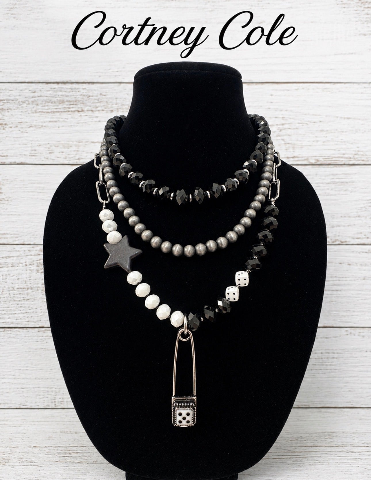 Dice & Star triple strand necklace